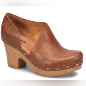 Korks Arielle Women's Tan Leather Clog Heels. Sz 8.5/39